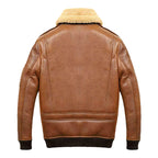 Mens Aviator Camel A2 Shearling Bomber Leather Jacket