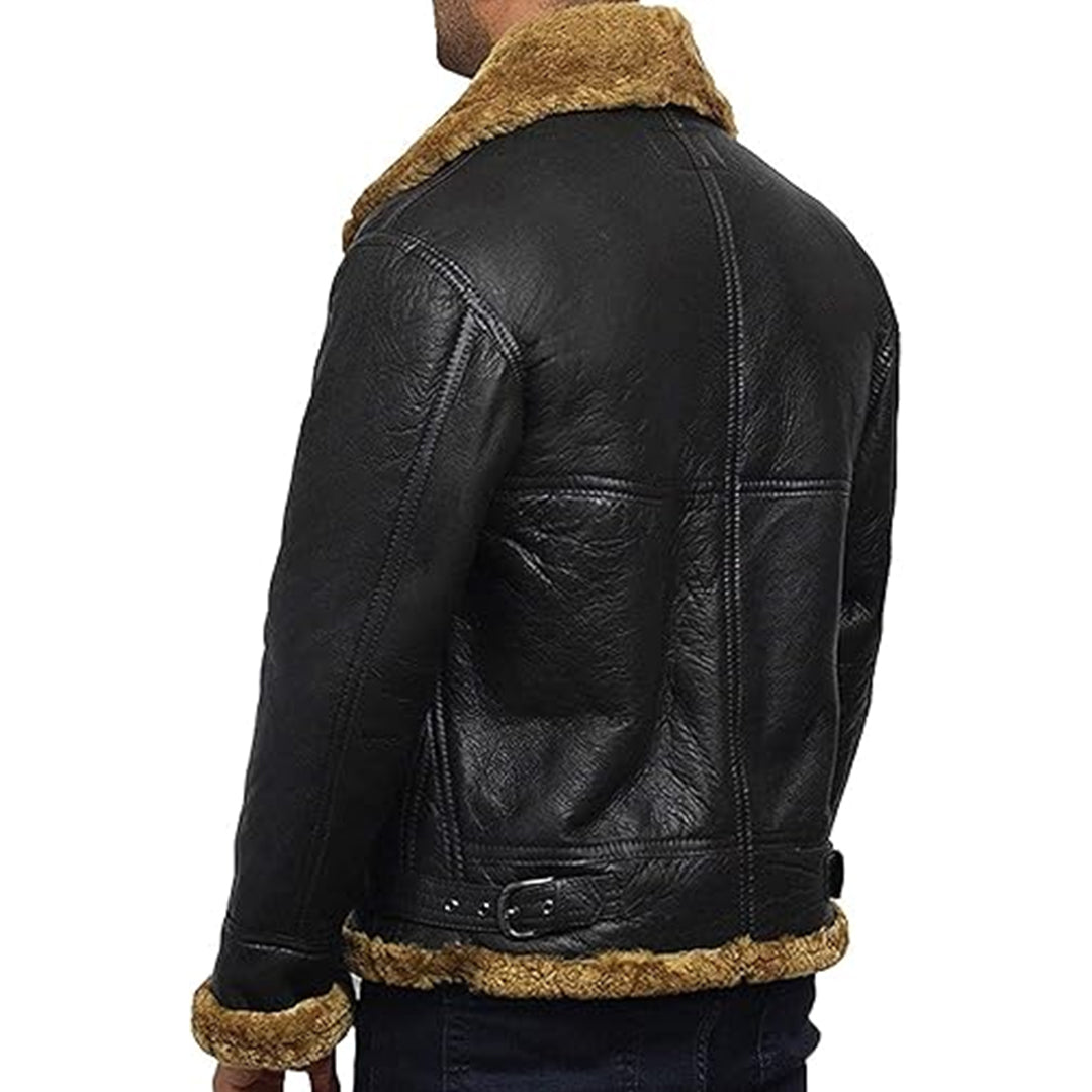 Mens B3 Flying Genuine Shearling Bomber Leather Jacket