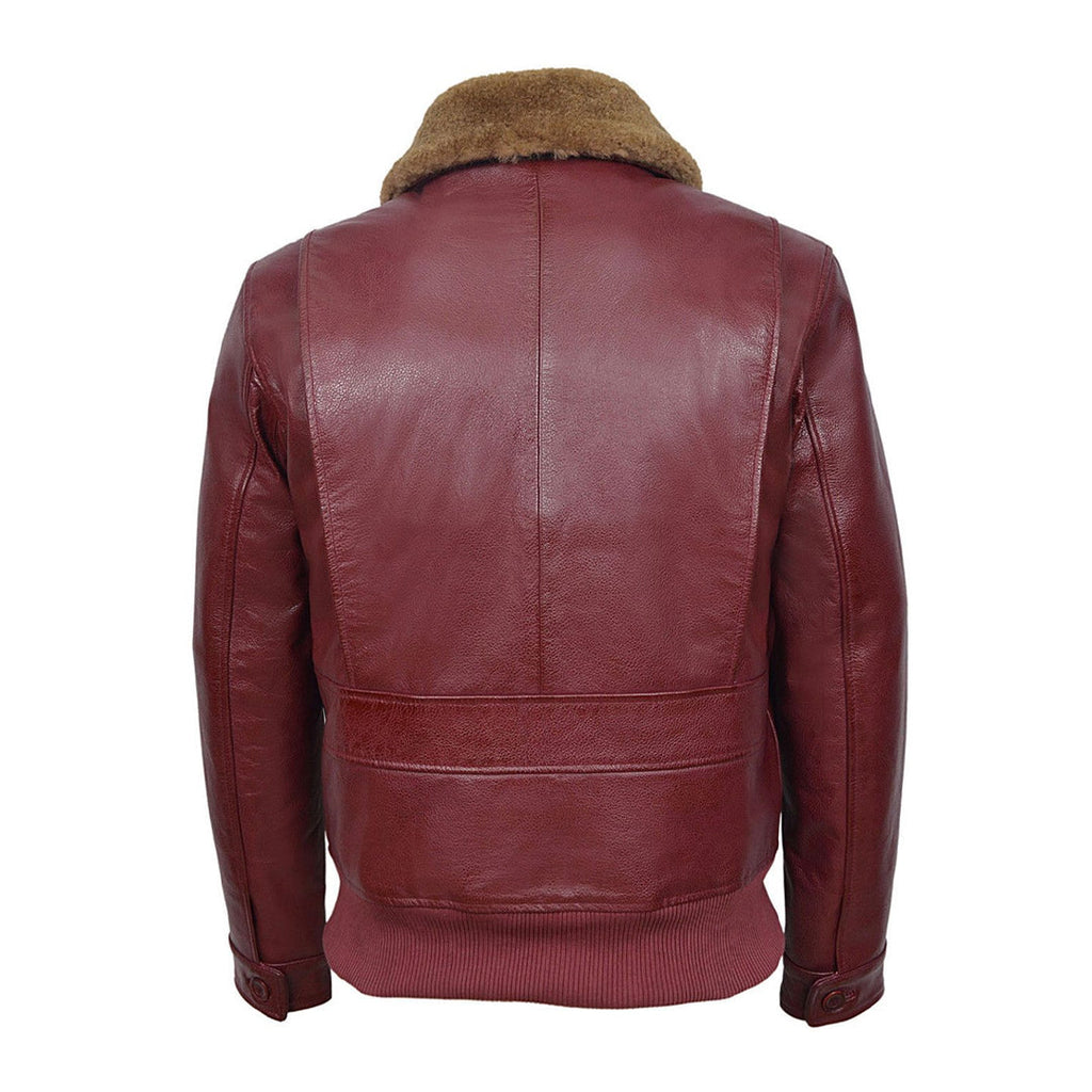 Mens Maroon Aviator Jet Fighter Bomber Leather Jacket