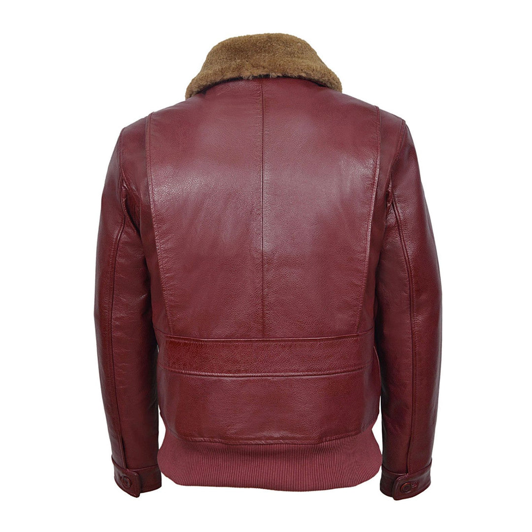 Mens Maroon Aviator Jet Fighter Bomber Leather Jacket