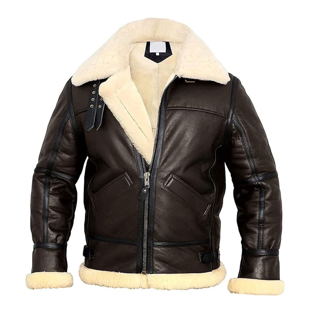 Mens Real Aviator Shearling Leather Jacket