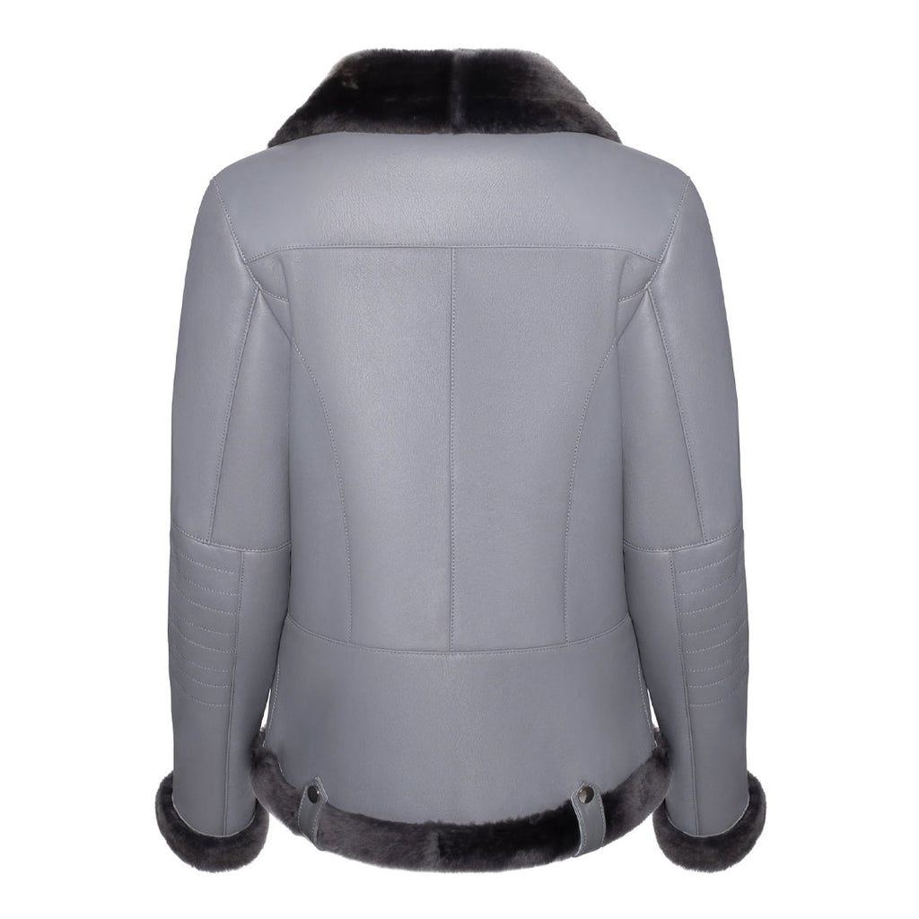 Womens Black Fur Shearling Leather Jacket