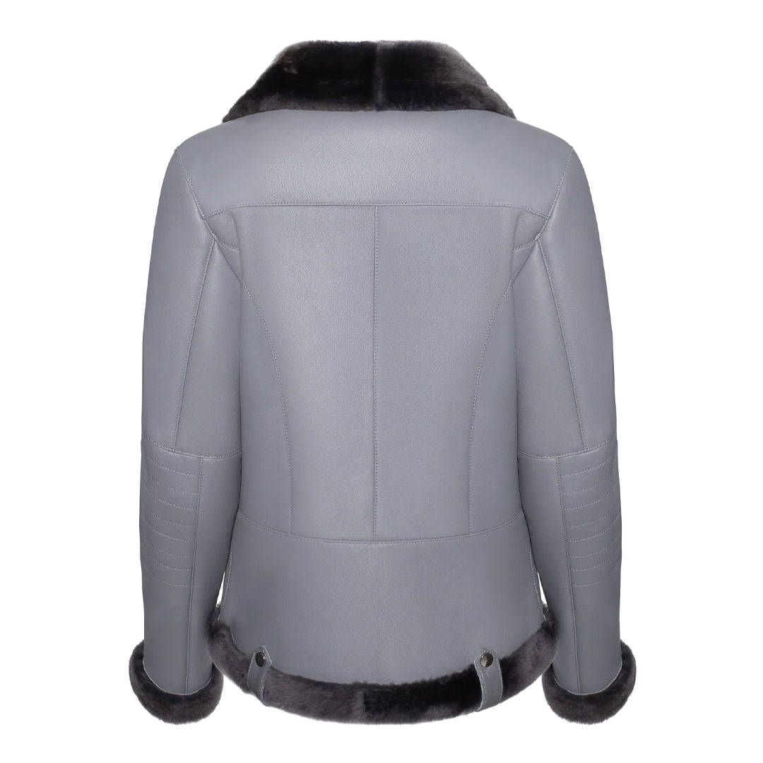 Womens Black Fur Shearling Leather Jacket