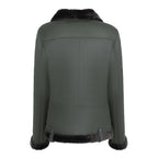 Womens Merino Shearling Green Leather Jacket