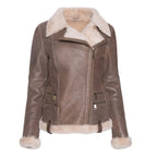 Womens Spanish Brown Shearling Leather Jacket