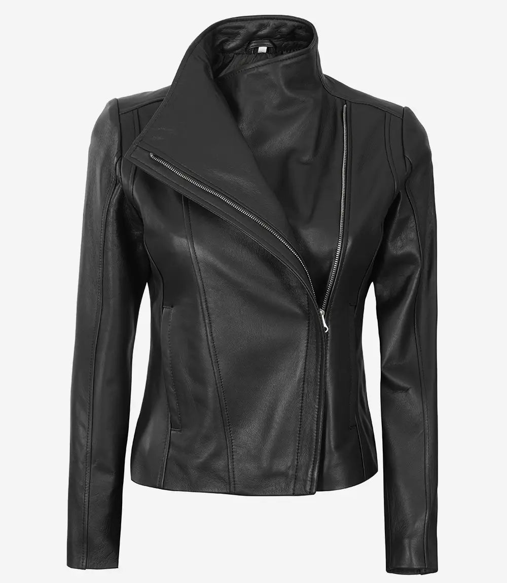 Arezzo Black Leather Cafe Racer Jacket