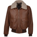 Aviator Fur Collar Leather Jacket