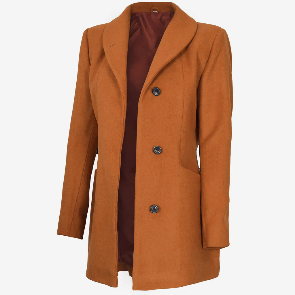 Barbara Rust Wool Coat For Women