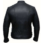Men Biker Cross Zipper Leather Jacket
