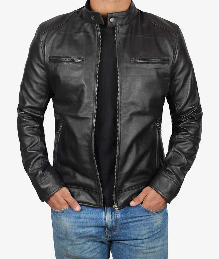 Mens Cafe Racer Jacket Black