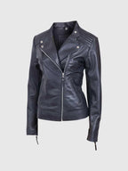 Womens Black Leather Moto Jacket