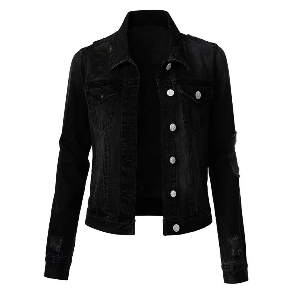 Womens Black Denim Jean Jacket