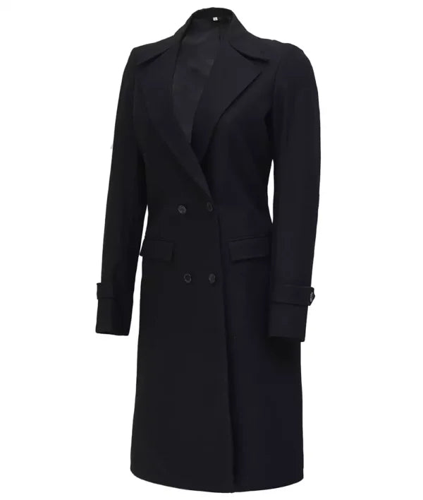 Stephany Womens Black Wool Coat