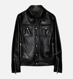 Womens Black Zipper Trucker Biker Jacket