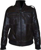 Black Leather Bomber Jacket