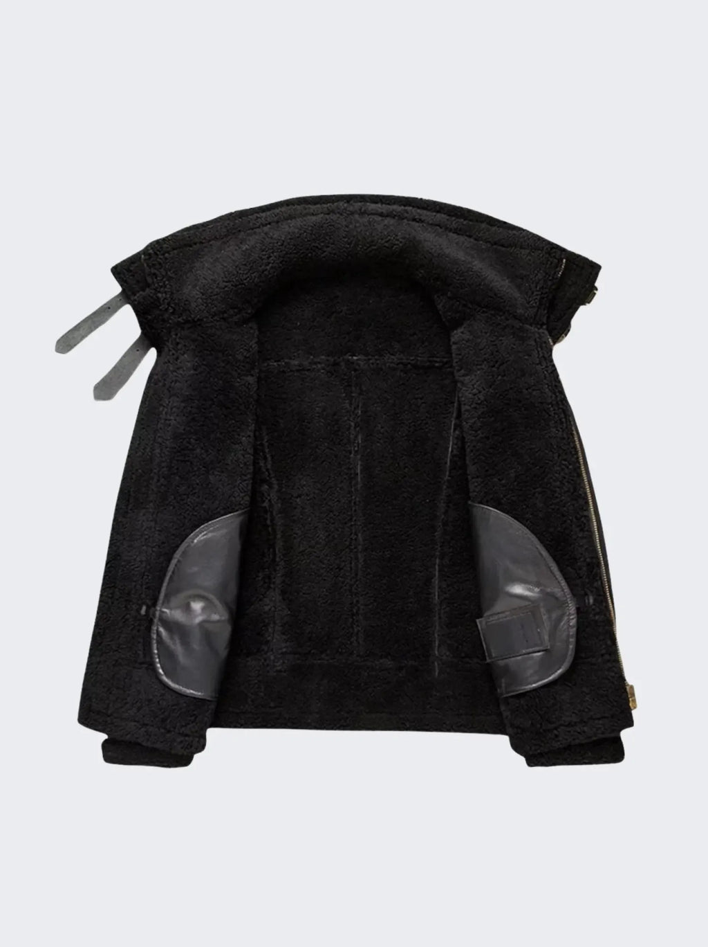 Oversized B3 Black Shearling Leather Bomber Jacket