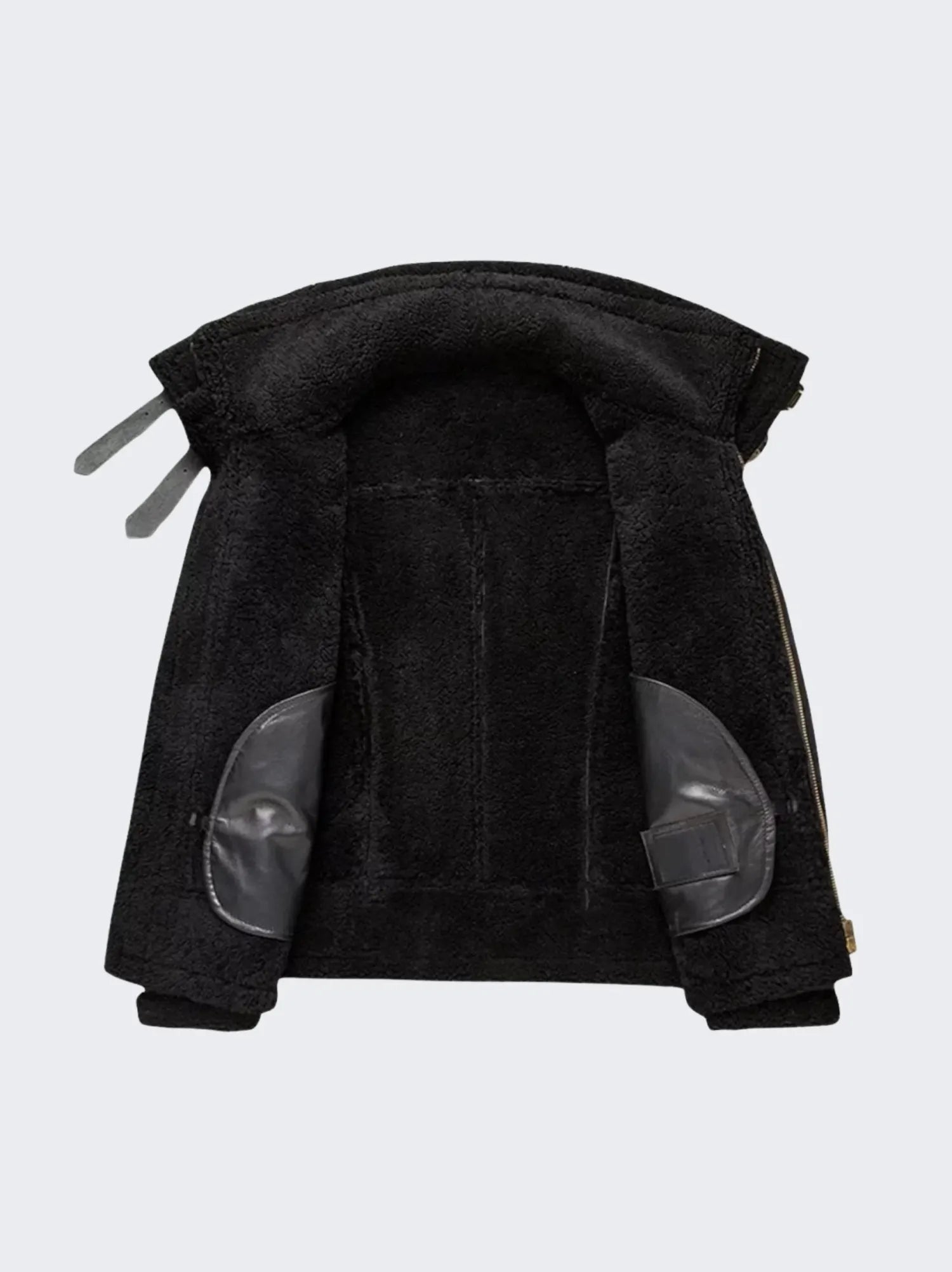 Oversized B3 Black Shearling Leather Bomber Jacket