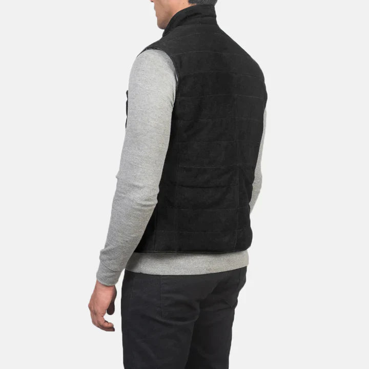Mens Tony Black Suede Vest