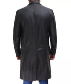 Men's Cowhide Black Long Leather Coat
