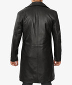 Men’s 3/4 Length Black Lambskin Leather Coat