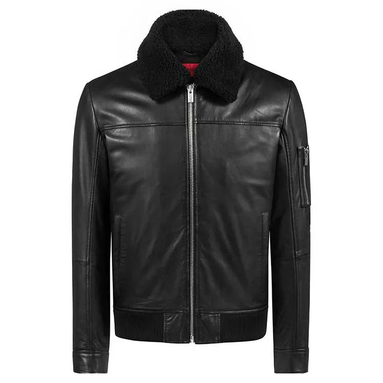 Bomber Fur Collar Real Leather Jacket