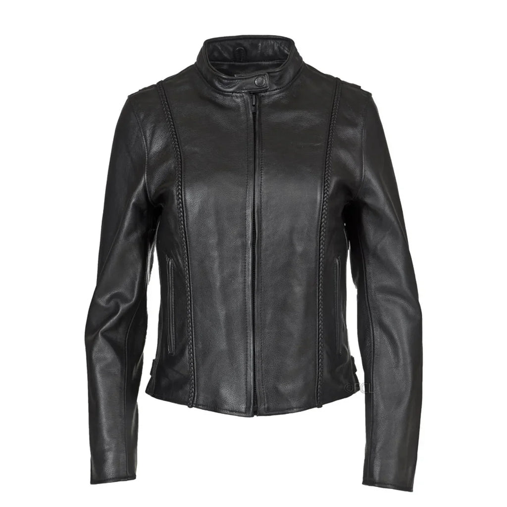 Womens Braided Leather Jacket
