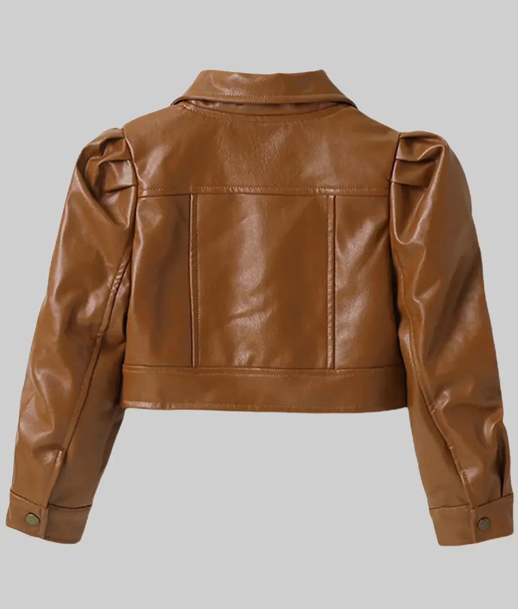 Stacy Womens Brown Cropped Leather Jacket