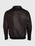 Expressive Brown Bomber Leather Jacket For Men