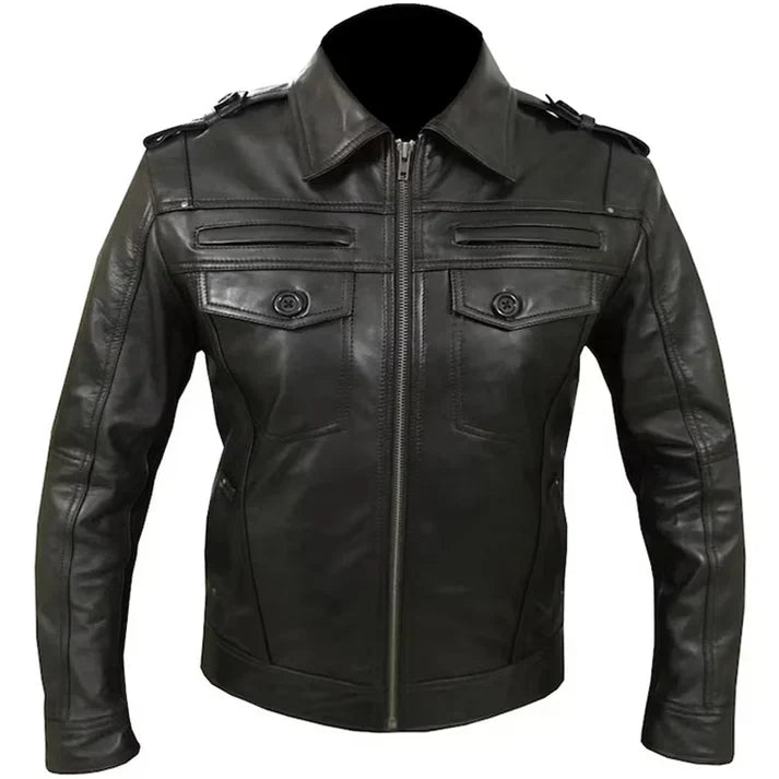Classic Zipper Brown Leather Jacket