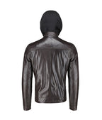 Men’s Slim Fit Brown Leather Jacket With Hood