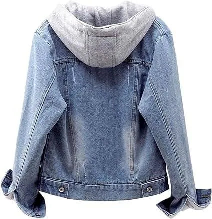 Hooded Denim Jacket Womens