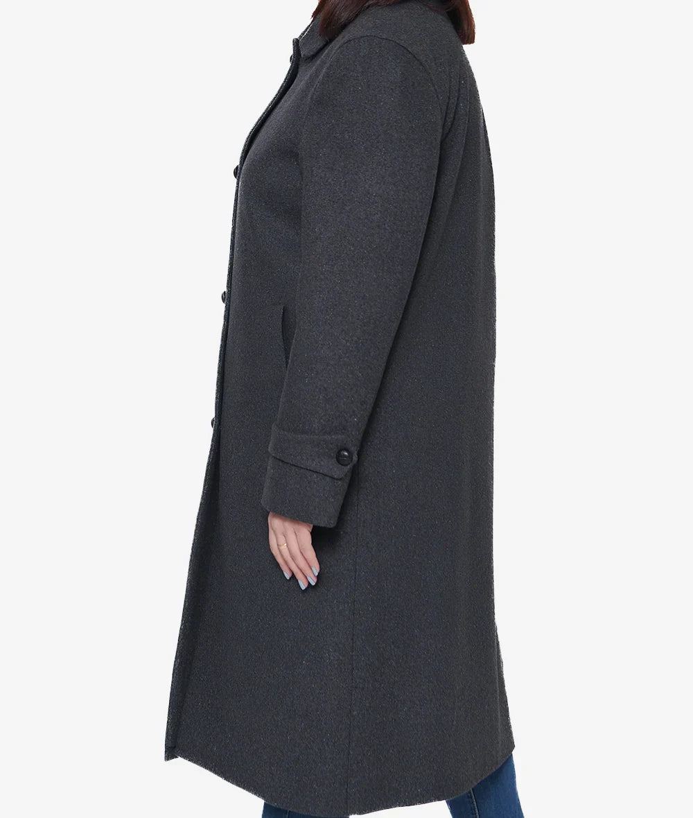 Patrice Womens Charcoal Grey Wool Coat