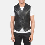 Mens Auden Black Leather Vest