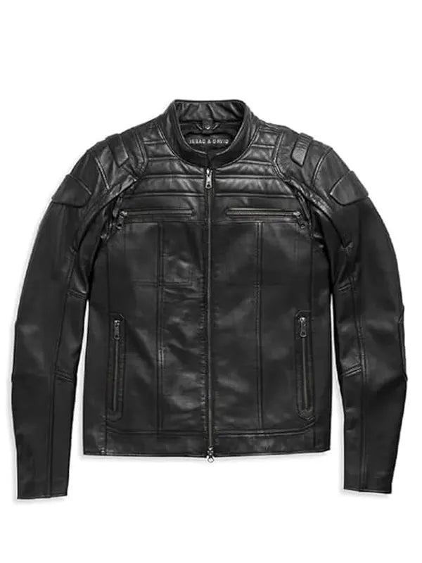 Motorcycle Black Cafe Racer Leather Jacket