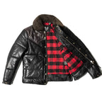 Mens Black Genuine Leather Padded Jacket