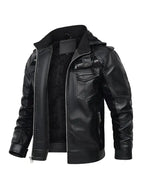 Mens Fred Black Hooded Leather Jacket