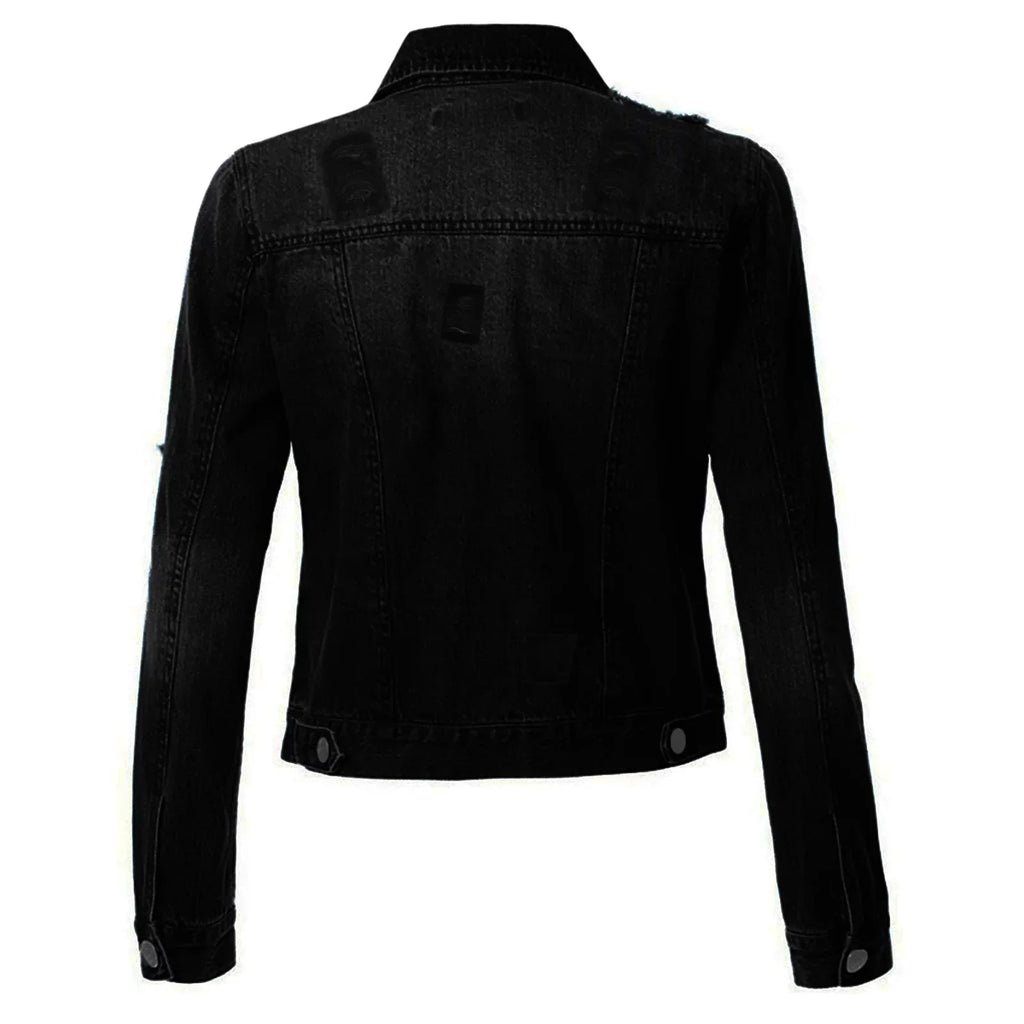 Womens Black Denim Jean Jacket