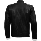 Black and White Leather Motorcycle Jacket