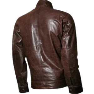 Distressed Men's Brown Leather Motorcycle Jacket