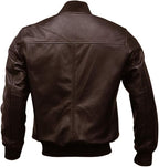 Brown Leather Bomber Sheep Jacket