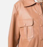 Womens Brown Leather Trucker Jacket