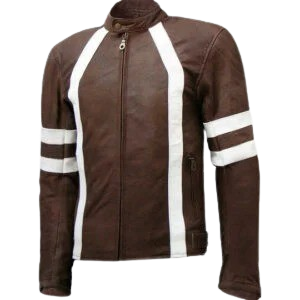 Vintage Distressed Men Brown Leather Jacket