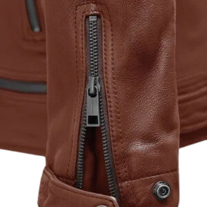 Tan leather motorcycle jacket for men