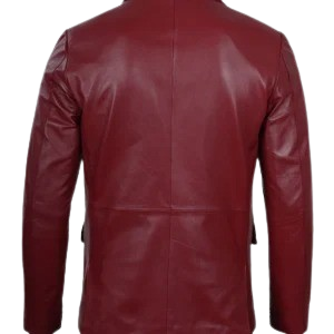 Men's Notch Lapel Maroon Leather Blazer – Two Button