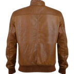 Tan Leather Bomber Jacket Men