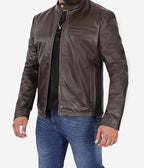 Elegant Unique Brown Leather Biker Jacket