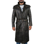 Distressed Leather Trench Coat