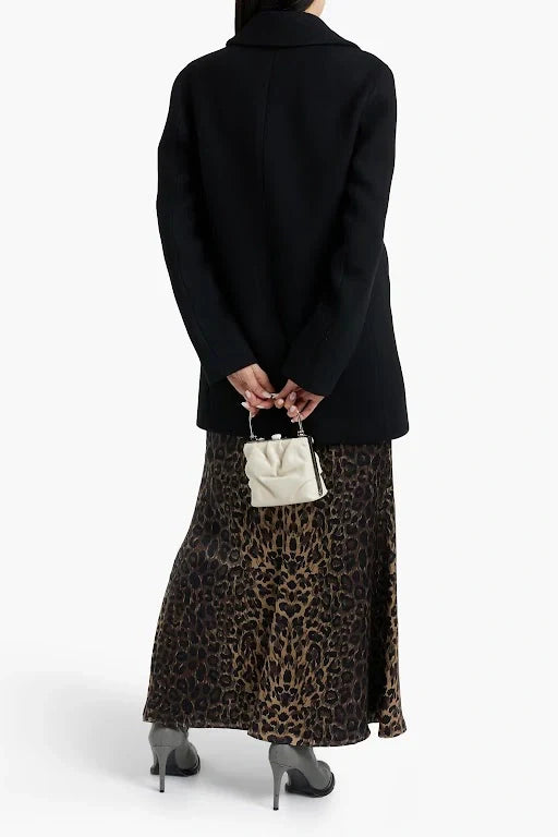 Womens Black Double Breasted Wool Coat