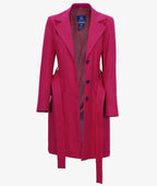 Womens Pink Wool Wrap Coat