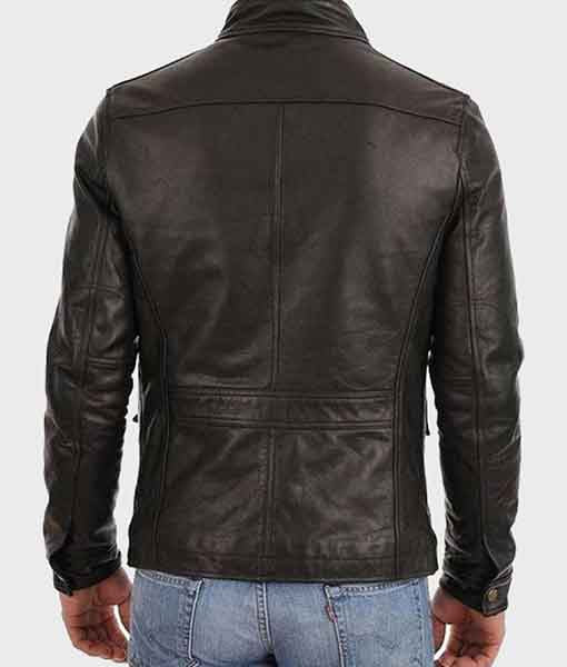 Men’s Black Biker Leather Jacket - Four Pockets